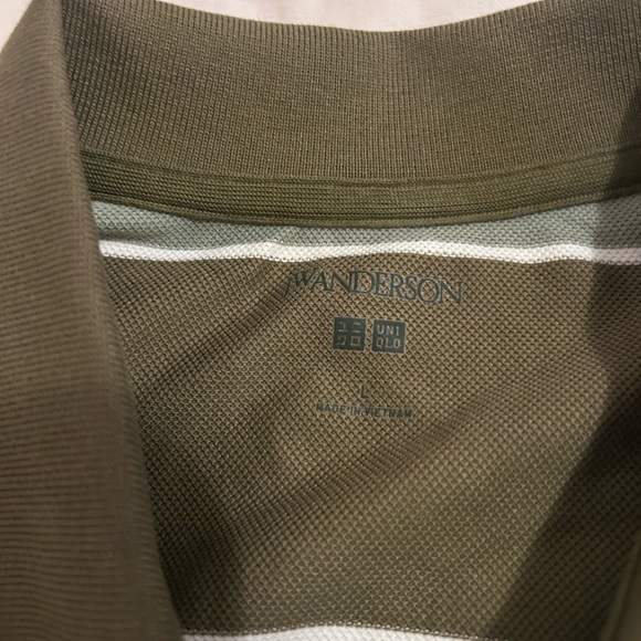 JW ANDERSON Olive and Sage Striped Polo Shirt - Picture 4 of 6